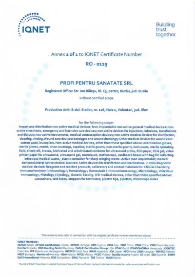 IQNet · Anexa anterioară. Anexa versiunii anterioare a certificatului RO-0129.