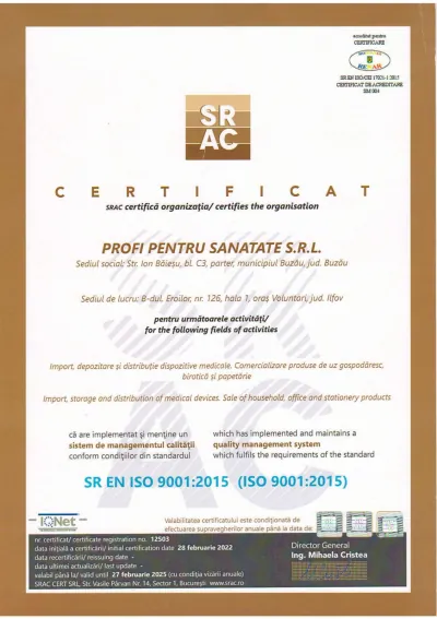SRAC · ISO 9001:2015. Document din arhivă. Termenul înscris, 27.02.2025, este depășit.
