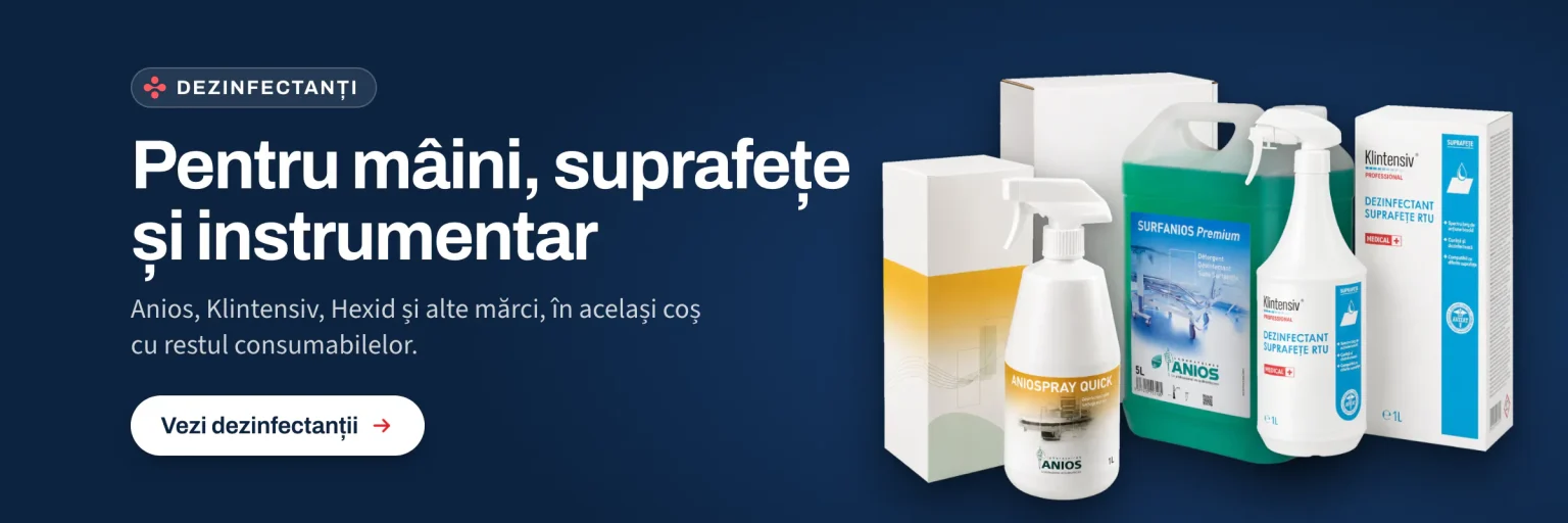 Dezinfectanți pentru mâini, suprafețe și instrumentar: Anios, Klintensiv, Hexid și alte mărci. Vezi dezinfectanții