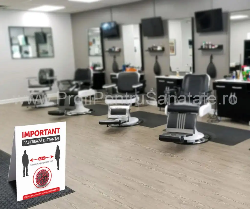 Panou avertizare COVID-19 salon / frizerie / barbershop