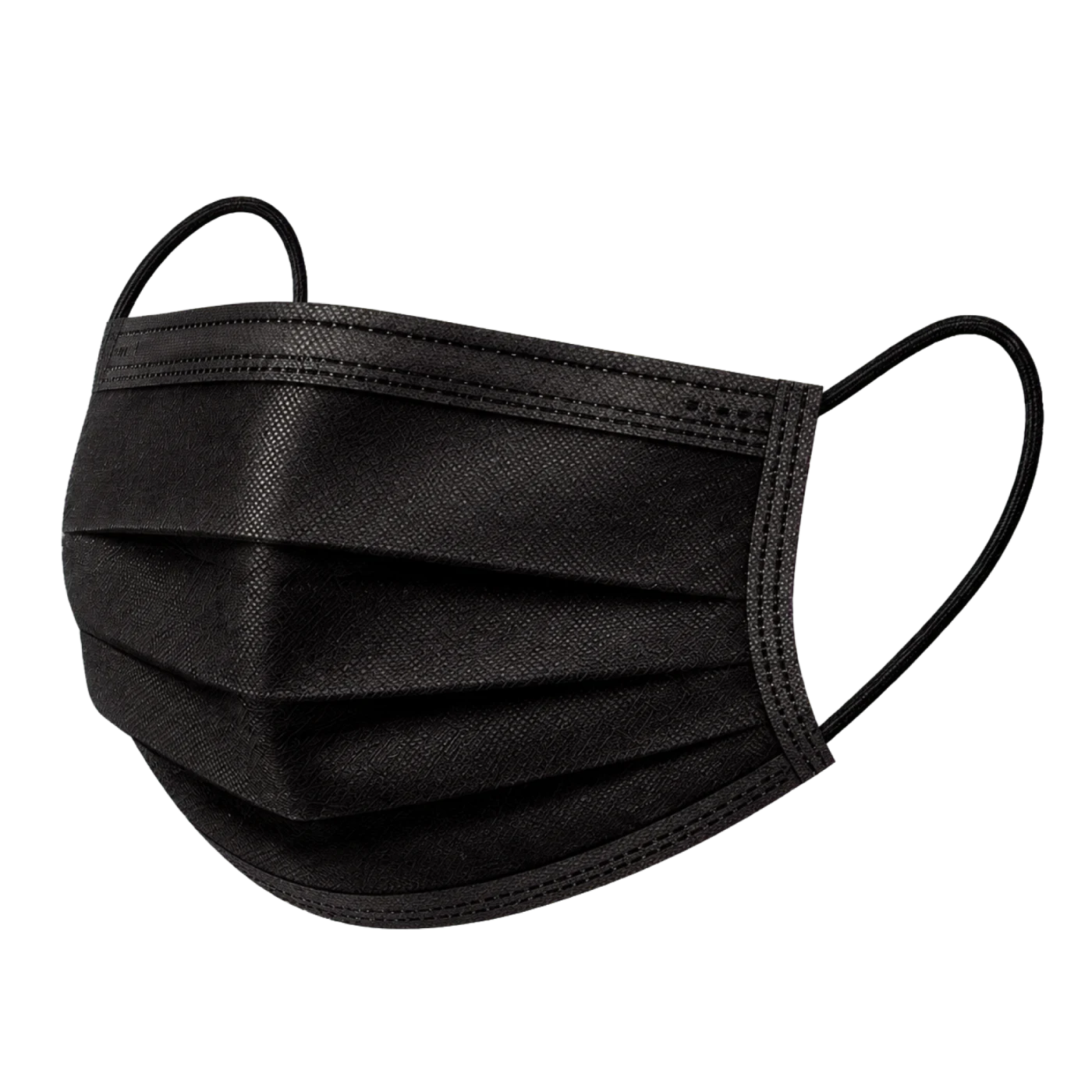 Măști medicale cu 3 straturi și elastic, negre, 50 buc/cutie