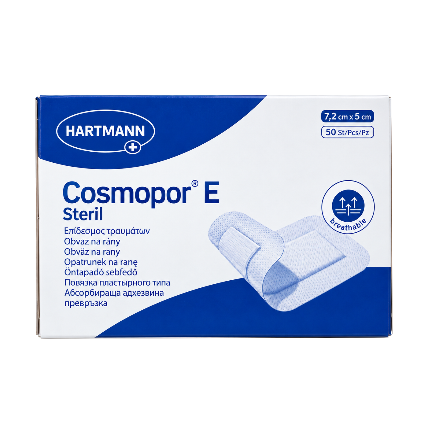 Cosmopor E-plasture steril cu corp absorbant central, 7.2x5 cm, 50 buc/cutie