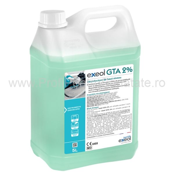 Dezinfectant de nivel inalt pentru dispozitive medicale, exeol GTA 2%, 5L