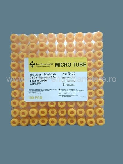 MICRO-eprubeta biochimie cu gel 05.ml cu capac galben(100buc/cutie)