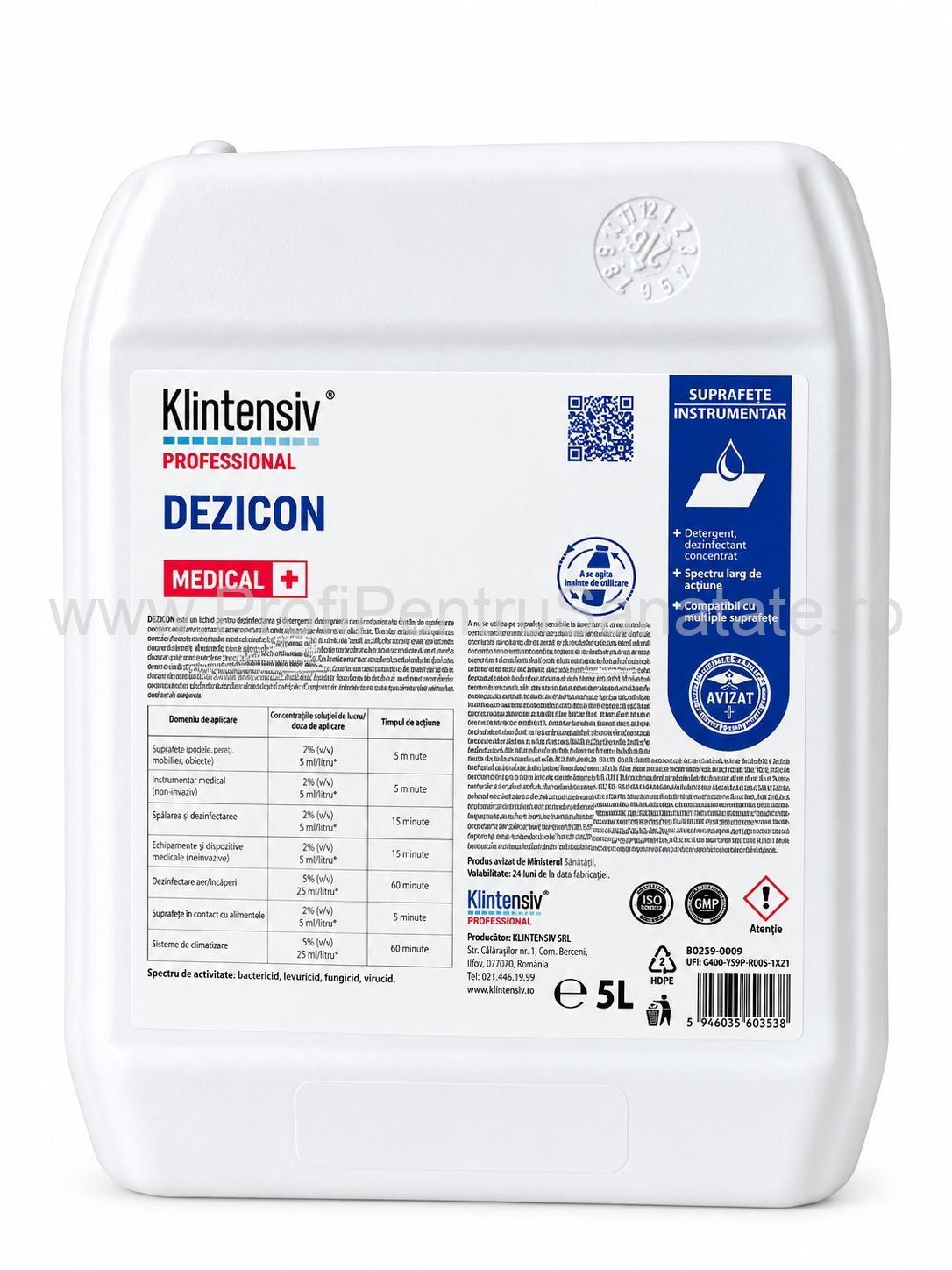 Detergent dezinfectant concentrat Dezicon, Klintensiv, 5L