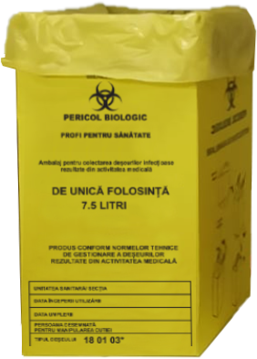 Cutie carton cu sac pentru colectarea deșeurilor medicale infecțioase 7.5 l