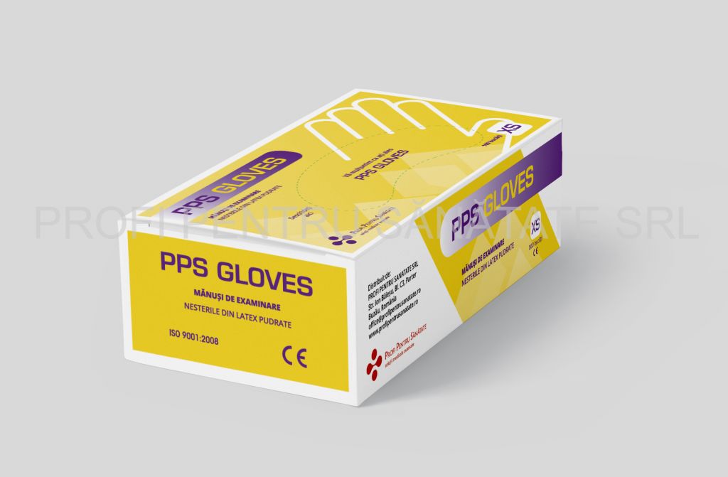 PPS-Manusi de examinare din latex pudrate, PPS Gloves, XS