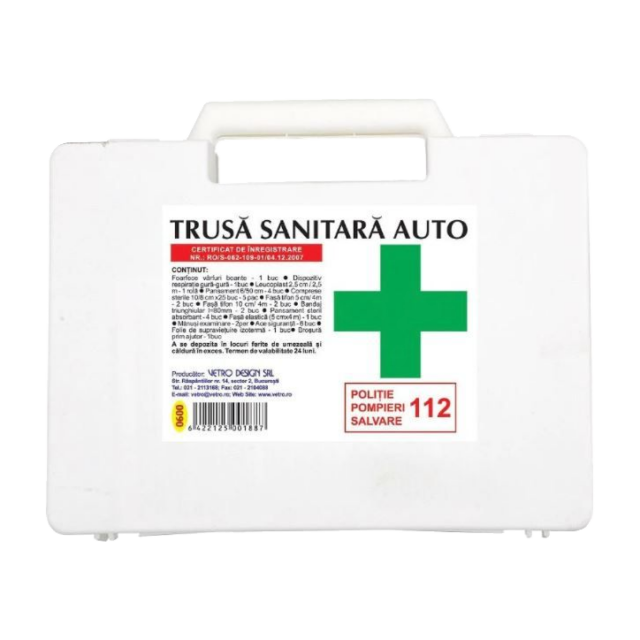 Trusă sanitară de prim ajutor, auto