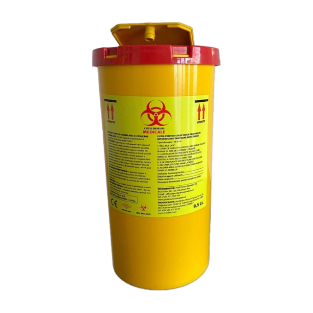 Recipient plastic 0.5L pentru deșeuri tăioase - înțepătoare